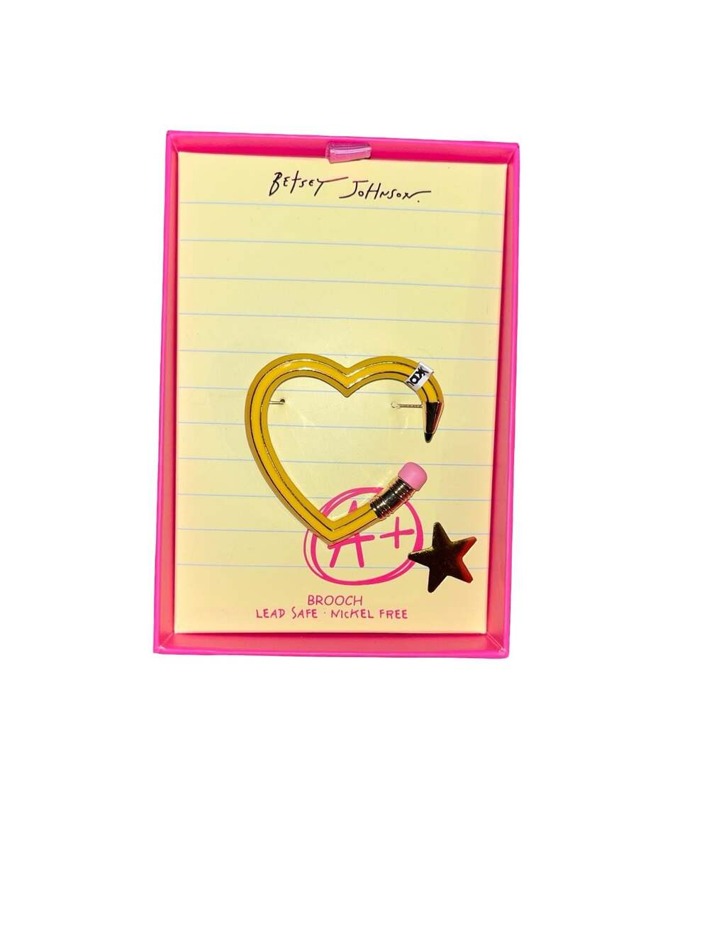 Betsey Johnson Heart Pencil Brooch with Star Accent